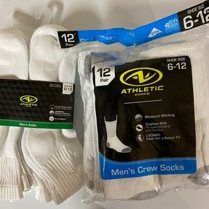 (089) NEW Athletic Works Men’s Ankle Socks AND Crew socks- 12 pairs total